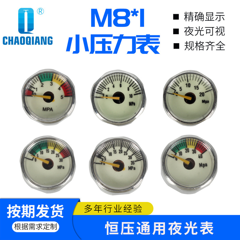 M8 * 1 thread constant pressure luminous small watch monochrome color 5-40mpa diameter 25mm30MPA high pressure air pump accessories
