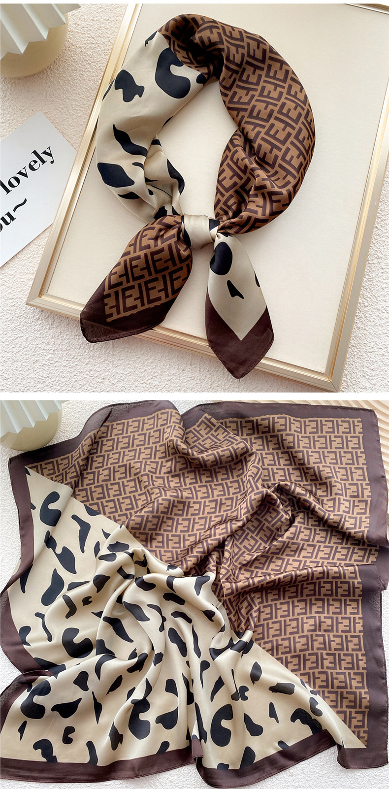 45g Weight Silk Scarf Classification Daily Occasion Polyester Material Geometric Pattern All Seasons Season Women's Gender Printing Design Elegant, Sweet Style Women's Elegant Sweet Geometric Polyester Printing Silk Scarf 34
