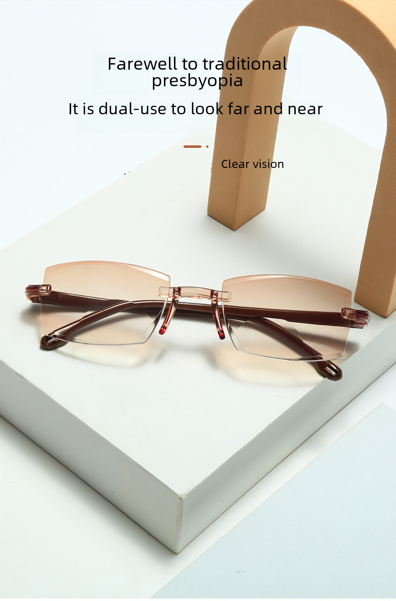 Nové diamantové antimodré brýle s dvojitým světlem presbyopické brýle Bezrámové integrované brýle pro presbyopii s vysokým rozlišením pro dvojí použití na dálku a na blízko_voghion.com