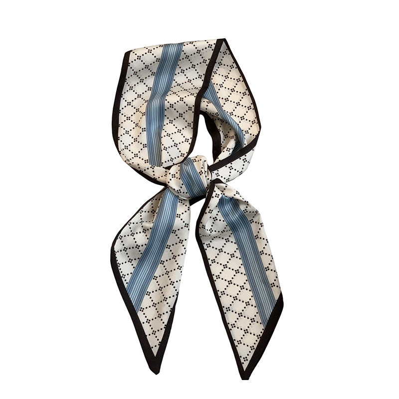 Bufanda de seda, ambiente coreano, impresión de verano, tiras largas de doble capa, bolsa de encaje en ángulo oblicuo, bufanda pequeña, pañuelo en la cabeza, cabello atado