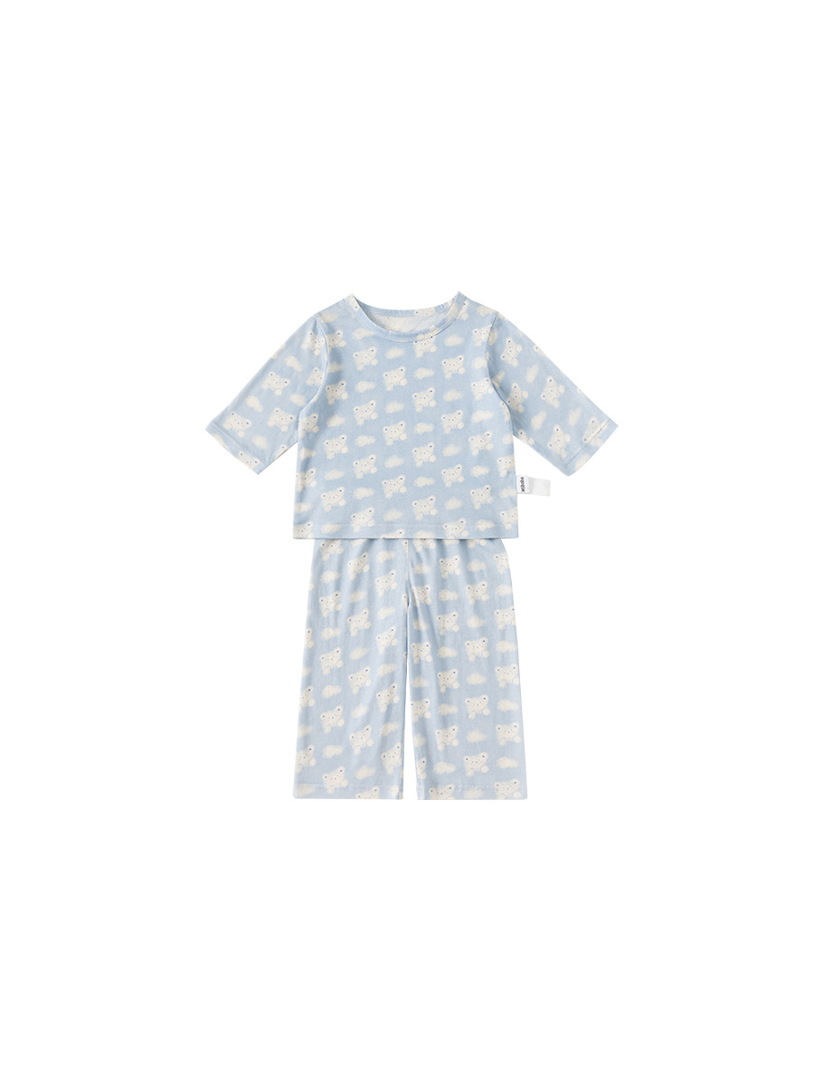 Yubao ropa para niños pijamas para niños verano estilo fino estampado de dibujos animados traje de servicio a domicilio bebé de dos piezas XT24362