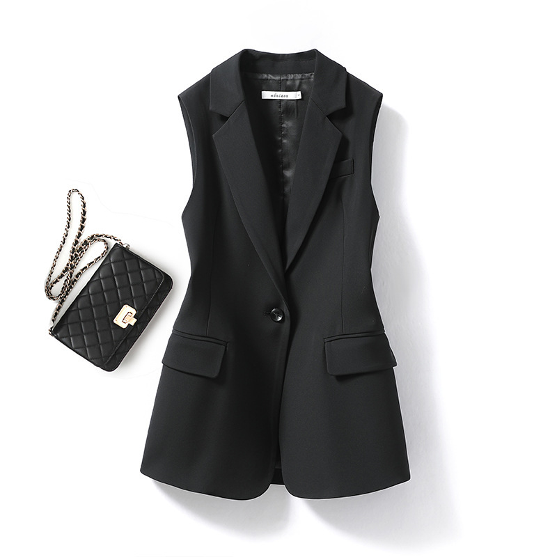 Black suit vest women's coat outer wear women's vest 2023 Women's new spring and autumn outer wear suit small vest
