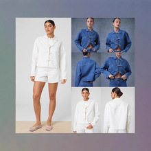 厂家直销欧美外贸跨境宽松休闲绑带牛仔外套女