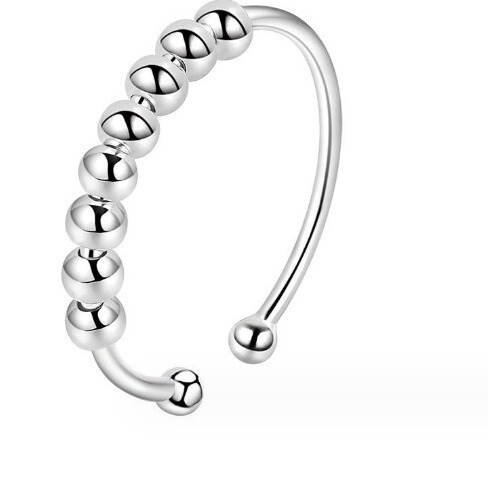 Stainless Steel Adjustable Pressure Ring DIY Beads Rotatable Decompression Ring Amazon fidget ring