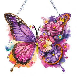 5D Cross-Mirror New Product Diamond Painting Acrylic Material Single-Sided Crystal Diamond Door Plate Colorful Butterfly Model Factory Direct Sale