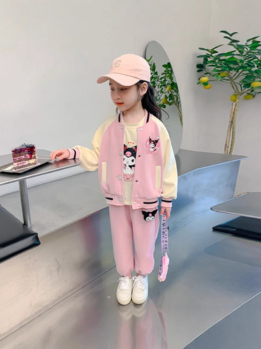 Children's sportswear set for spring and autumn 2025, new stylish kids' casual baseball suit for babies, three-piece spring outfit