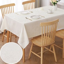 亚马逊跨境法式白色凤尾花桌布家庭餐桌布酒店长方形台布茶几盖布