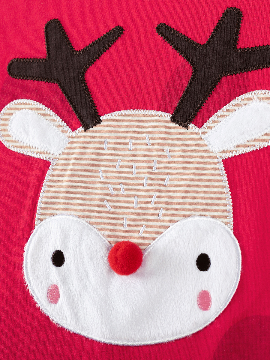 Comercio exterior transfronterizo traje de niña de Navidad al por mayor lindo ciervo ropa para niños otoño dibujos animados traje de niños a rayas