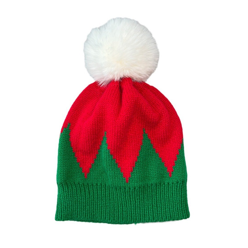 欧米のクリスマス帽毛糸帽秋冬保温毛玉帽子Merry Christmas Bell Hat|undefined