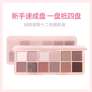 Novo Zhaozhao Hoshino Twelve Color Eyeshadow Pearlescent Fine Shimmer Matte Novice Daily Easiest for Match Orange Brown Earth Color Eyeshadow
