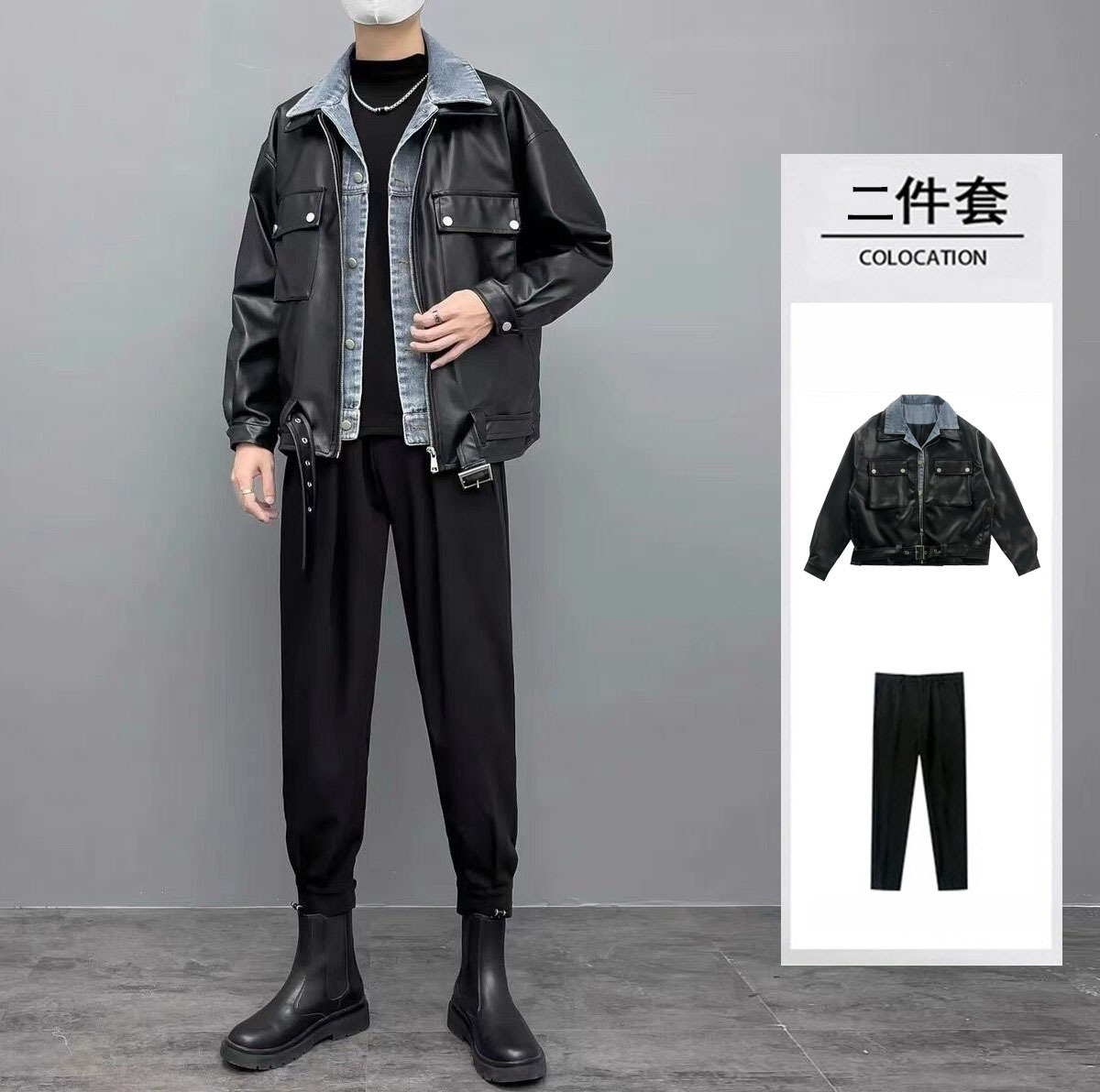 Leather men's thin coat autumn Korean fashion handsome casual suit loose lapel motorcycle pu leather direct sales