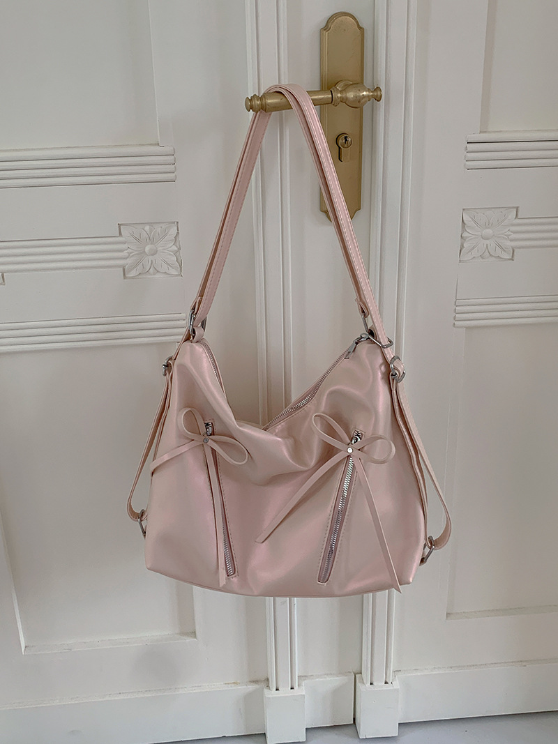 Ruksak u obliku mašne za žene 2024., nova trendi korejska platnena torba, ležerna, velikog kapaciteta, s jednim ramenom i leđima_voghion.com