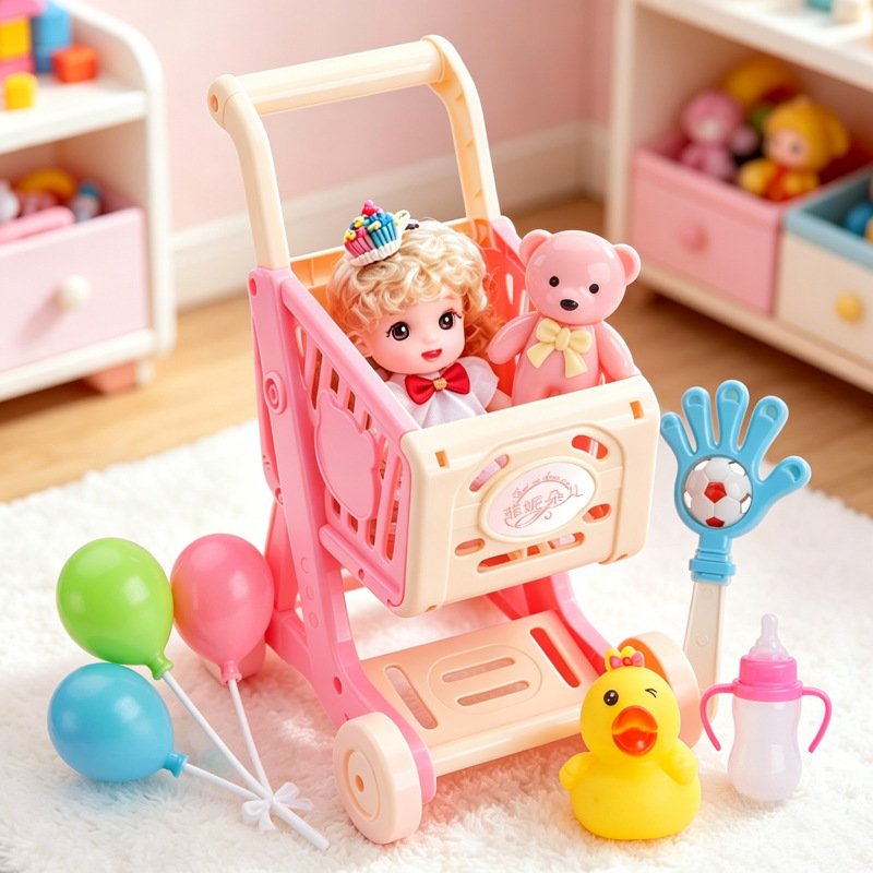 Children's Toy Stroller with Doll, Sweet Baby Girl Simulation Shopping Cart, Birthday Gift, 2026 Hot Item Children's Toy Stroller with Doll, Sweet Baby Girl Simulation Shopping Cart, Birthday Gift, 2026 Hot Item