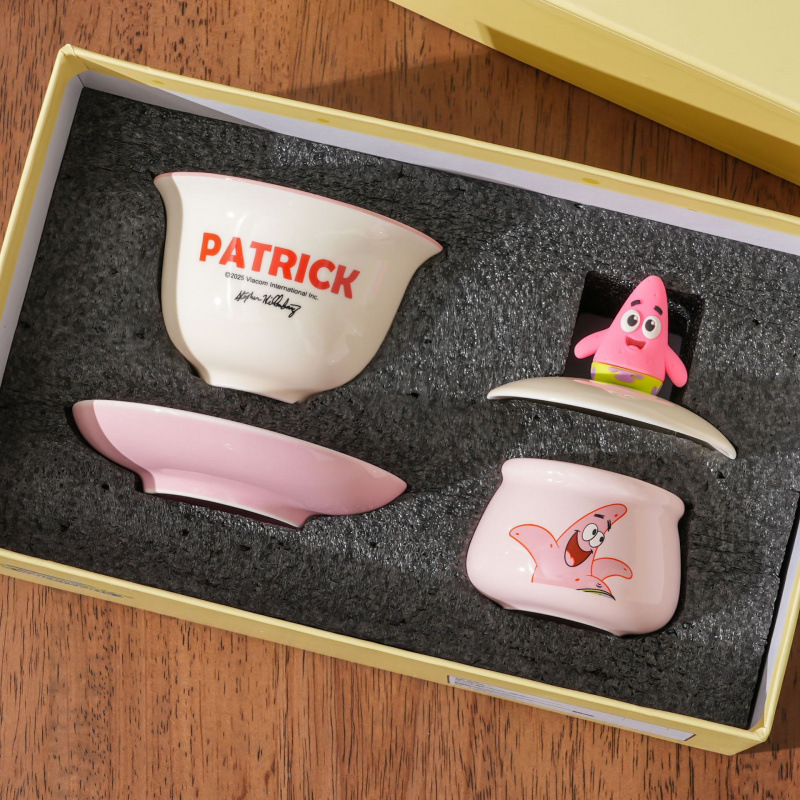 Conjunto de té de Bob Esponja, nuevo tazón de té de cerámica casero, caja de regalo de alto valor de cara, un tazón de taza de té, producto genuino.