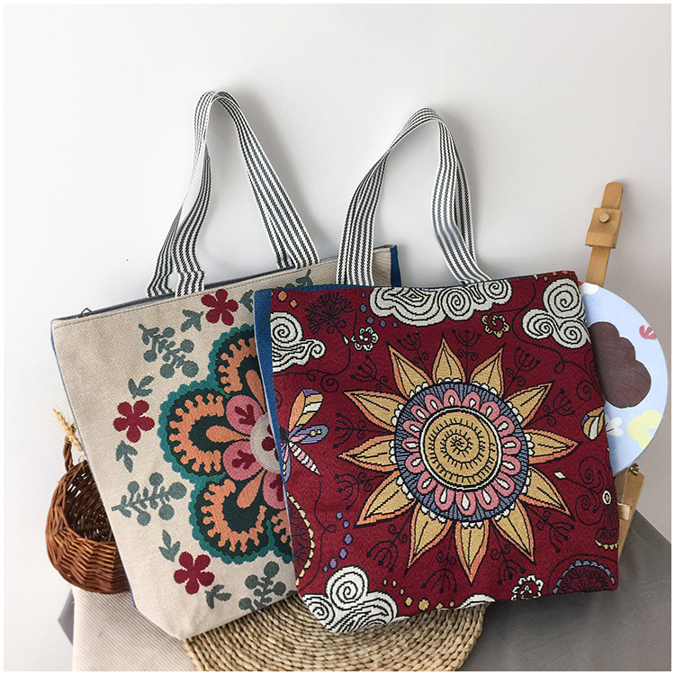 直播专拍外贸 复古刺绣针织包布包包 单肩包 女书包 布艺包民族风