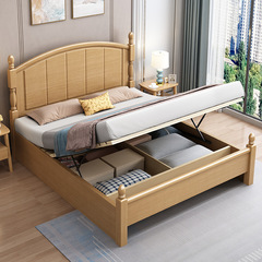 中式實木床1.5米單人床現代簡約1.8米雙人床主臥家用儲物床批發