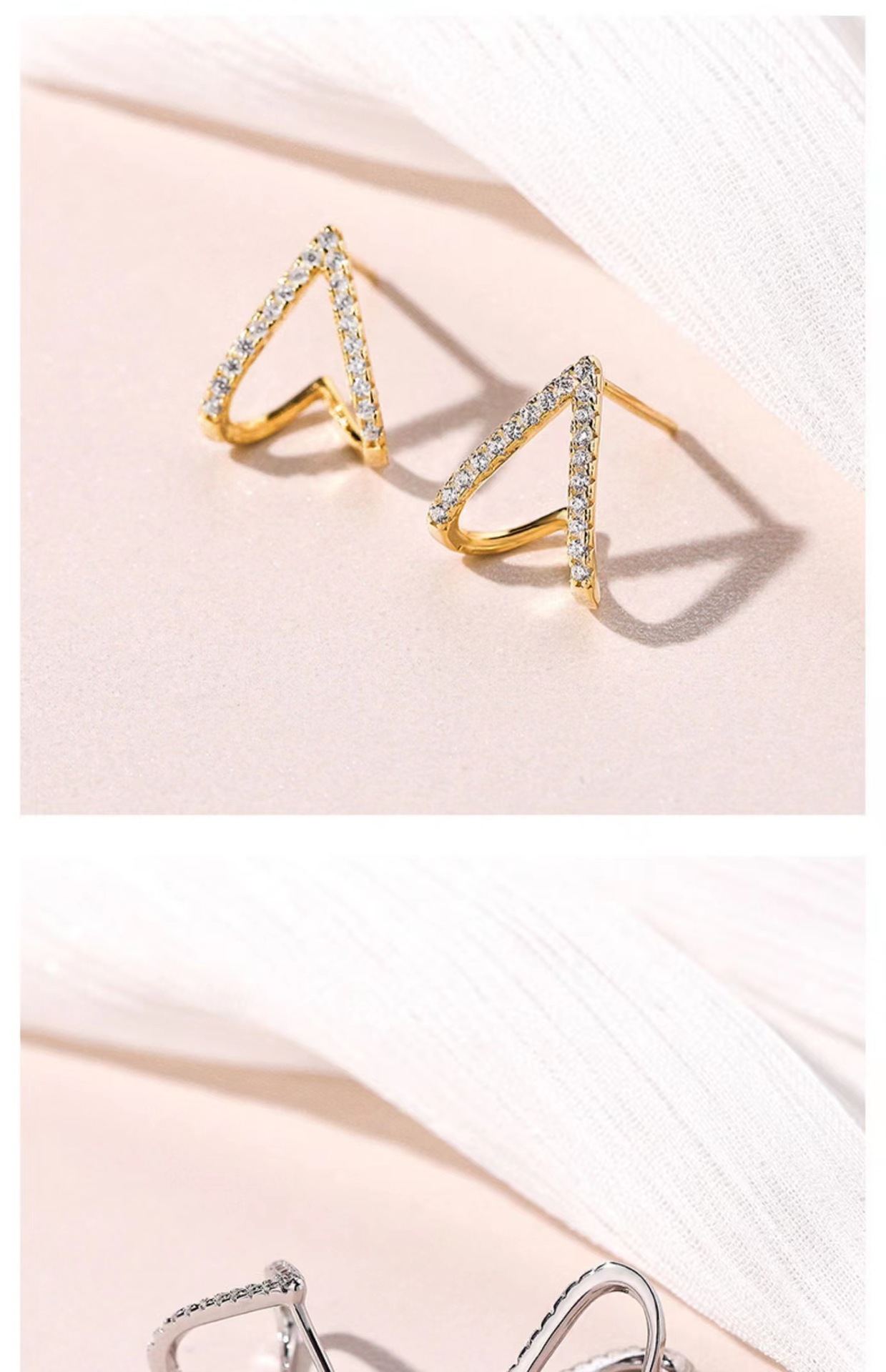 1 Pair Elegant Simple Style Geometric Plating Inlay Sterling Silver Zircon Ear Studs display picture 4