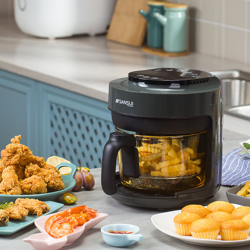 Sansui Shanshui Air Fryer Household 2 Liter Capacity Multi-Function Touch Screen New Smart Black Electric Fryer