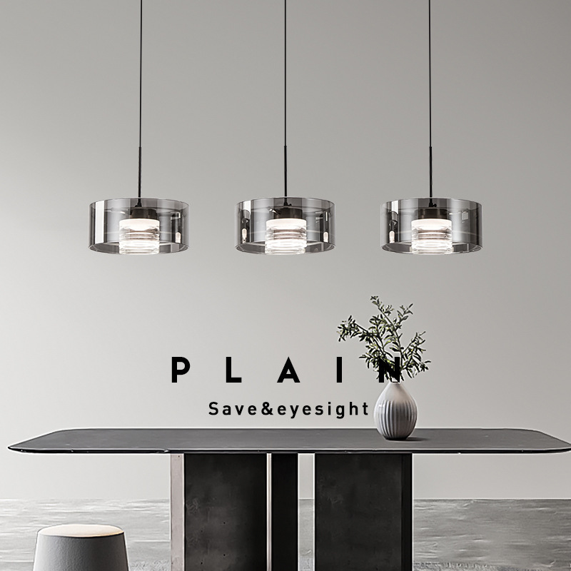 Italian Minimalist Restaurant Lamp Chandelier Light Luxury Creative Full Spectrum Electroplated Glass Main Chandelier Dining Table Island Eye Protection Lamp