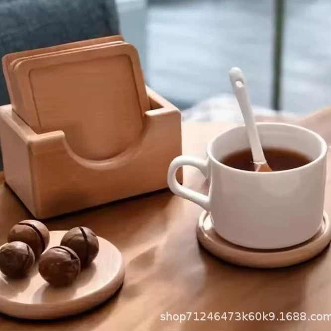 Простая деревянная подставка для чашек для кофе круглая подставка для чашек