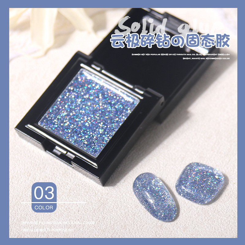 Nuevo arte de uñas nube Polo roto diamante pegamento sólido disco flash polvo esmalte de uñas pegamento sueño lentejuelas pegamento sólido Otoño e Invierno popular