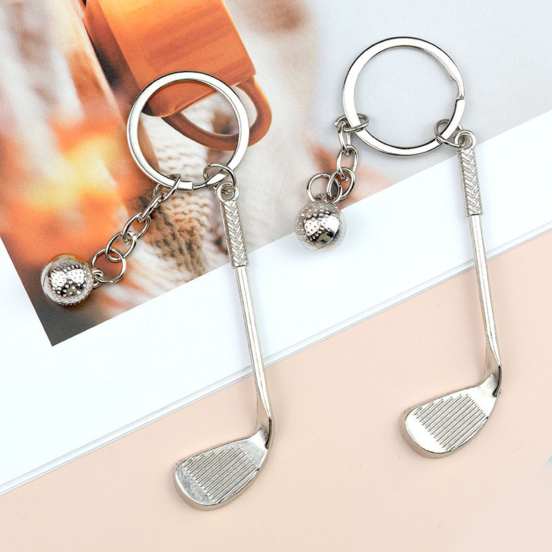 Factory wholesale sports series golf tennis table tennis badminton racket metal keychain creative gift