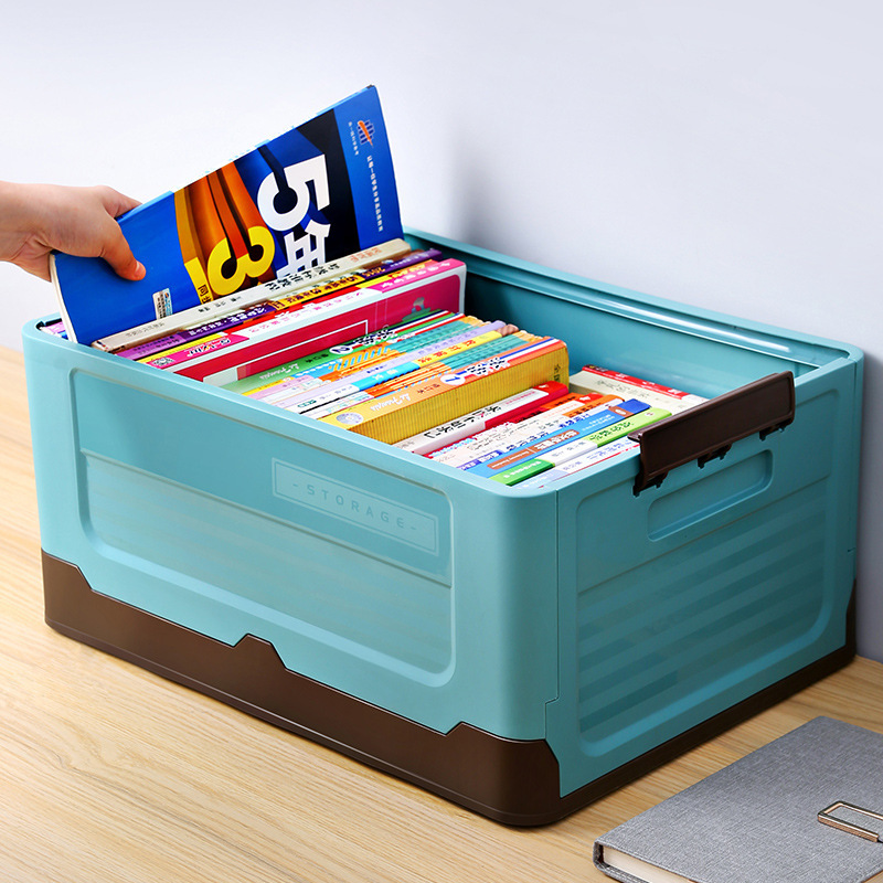 Caja de almacenamiento de libros plegable para ropa de plástico doméstico juguetes libros de estudiantes de aula dormitorio caja de almacenamiento