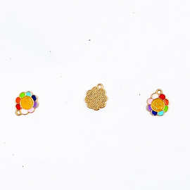 欧美热销笑脸七色花单吊滴油合金项链吊坠饰品辅料服装配件锌合金