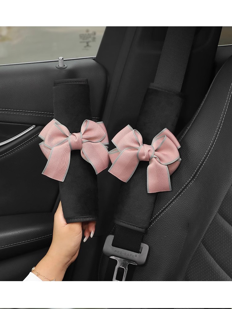 Seat Belt Shoulder Protector Internet Celebrity Cute Camellia Four-Season Car Seat Belt Thickened Protective Cover for a Couple