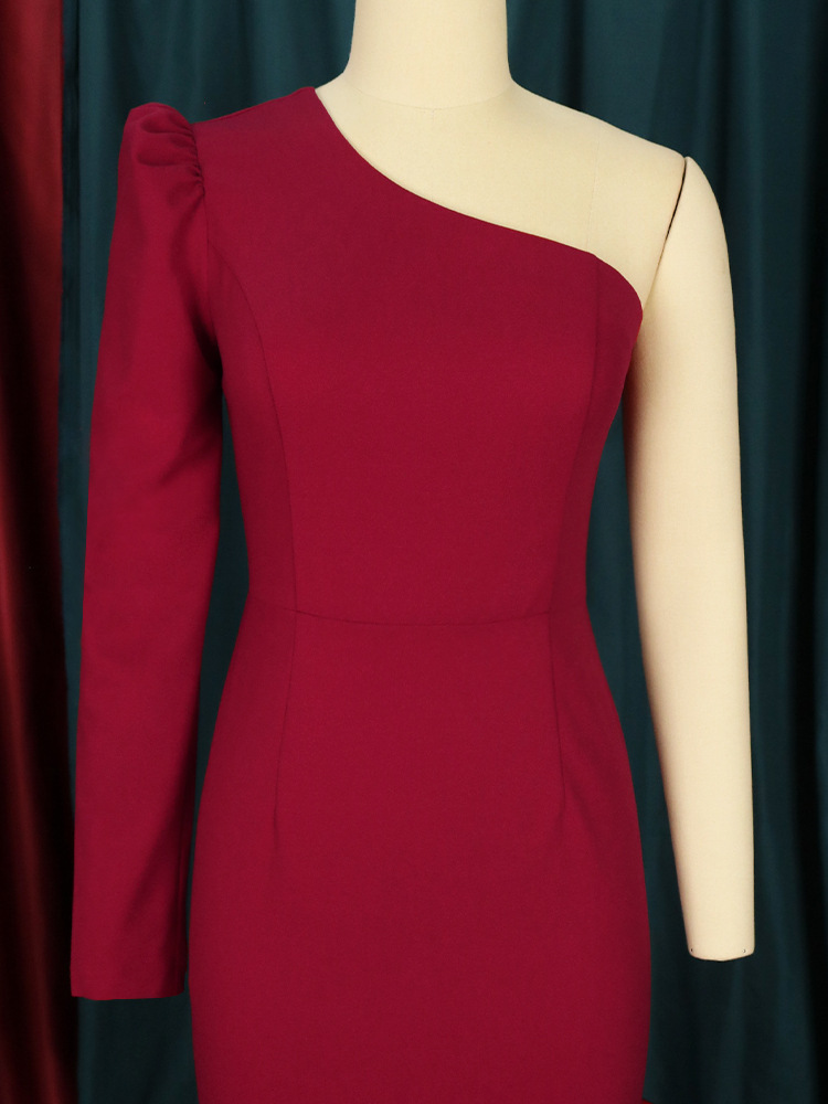 Women's Clothing Plus size women's clothing S 4XL one shoulder sexy dress ruffled one step skirt cocktail party banquet slim light dress_voghion.com