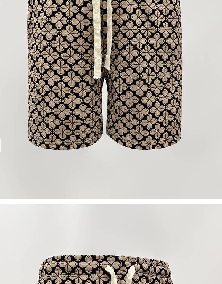 Men's Women's Trendy Houndstooth Casual Straight Leg Loose Fit Summer Shorts All Over Floral Print Beach Clothing_viptrois.com