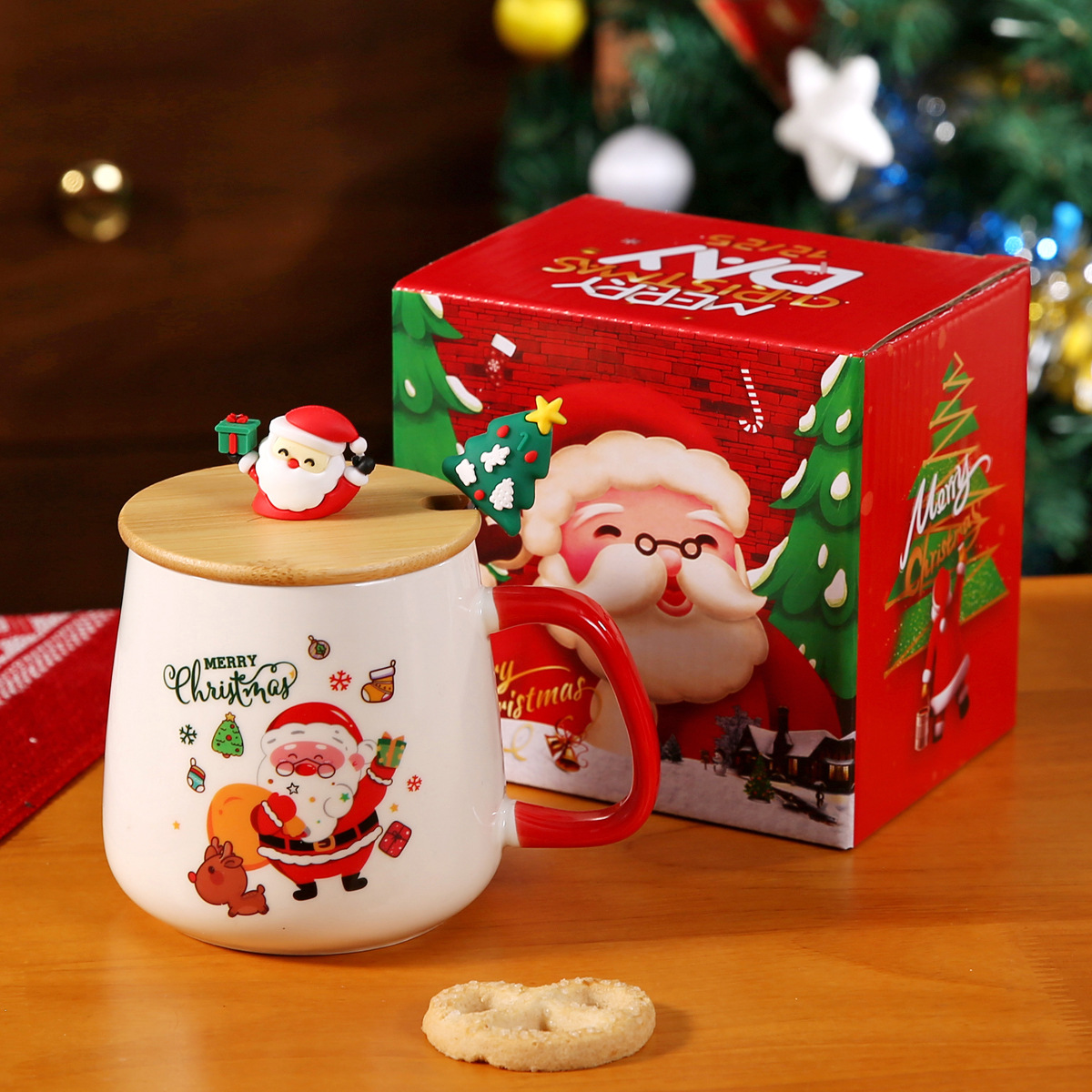 Taza de Navidad transfronteriza temperatura constante taza cálida de 55 grados Taza de cerámica con logotipo impreso Regalo de recuerdo de Santa
