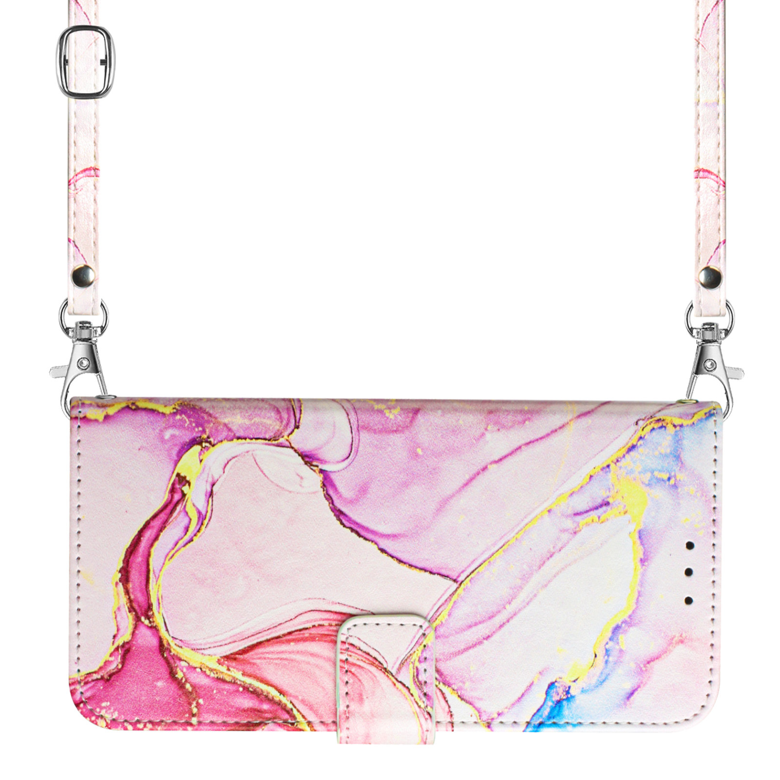 Suitable for Samsung S23ultra marble flip leather case S23plus crossbody card holder leather case S23 lanyard leather case