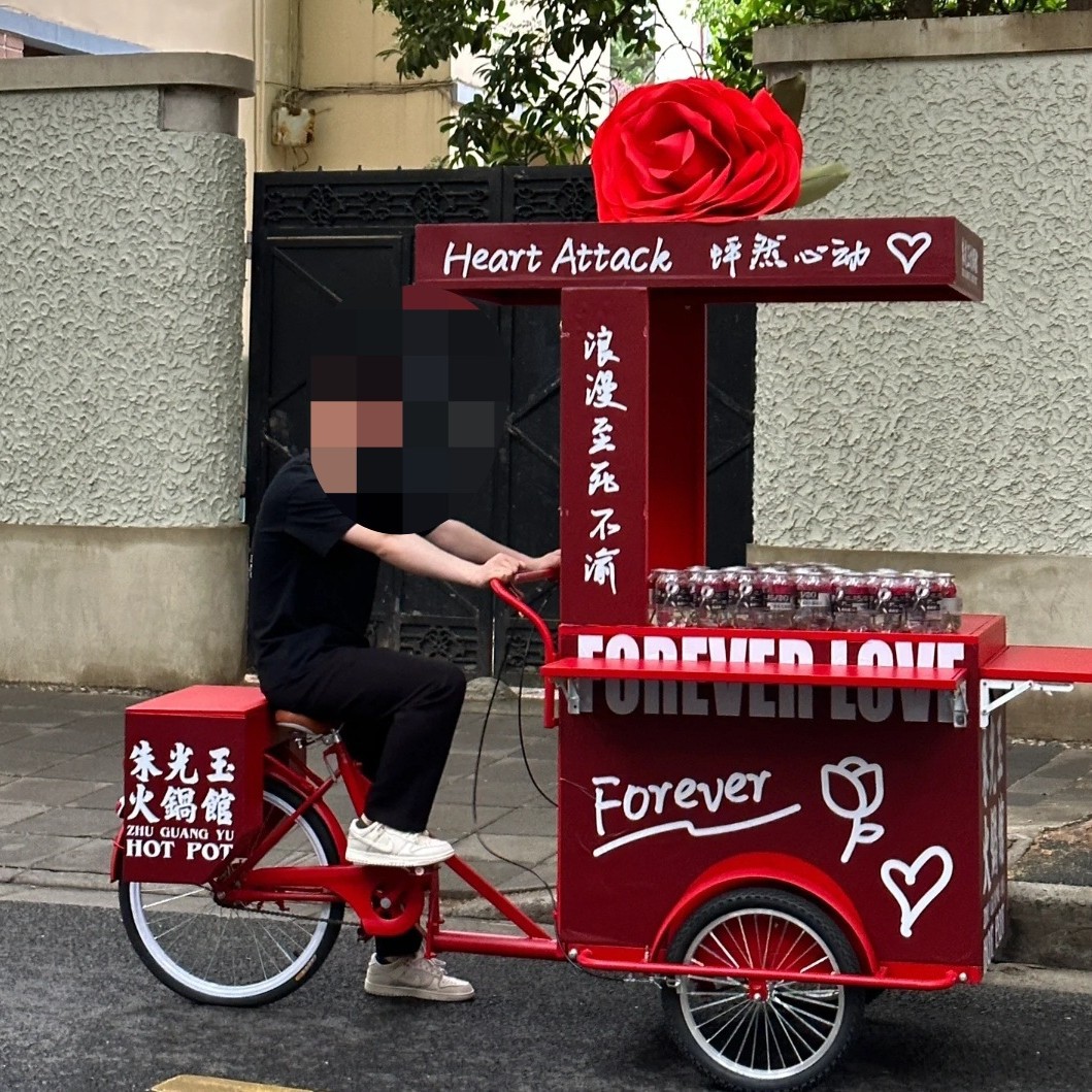 网红咖啡摆摊车移动广告街边宣传促销车蛋糕推销车超市展示货物车