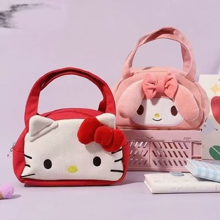 Japanese Style Cartoon Cat Canvas Handbag New Cute Coin Purse Doll Girl's Sweet Beauty Makeup Bag for Girls