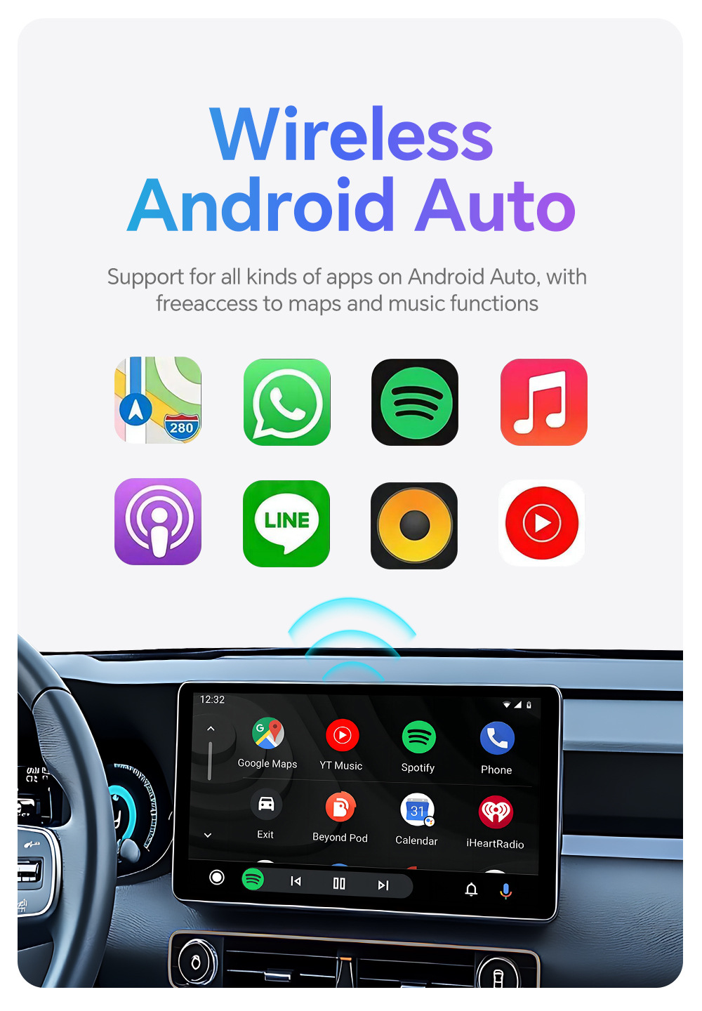 Wired to Wireless Apple Carplay Box Mini Plug-In Android Adapter Bluetooth Automatic Connection