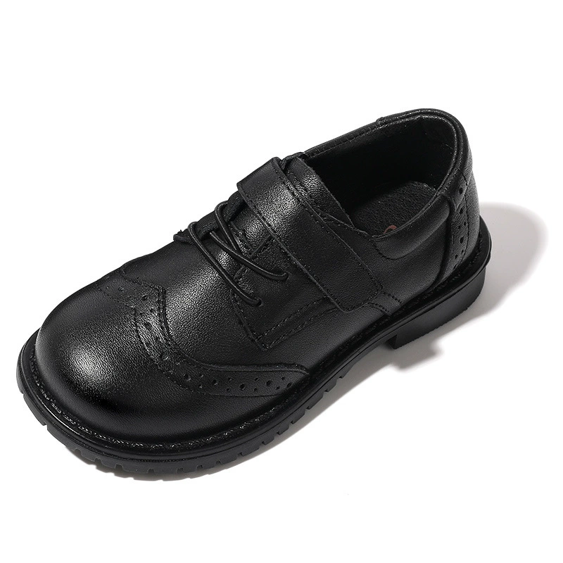 Британские кожаные туфли для мальчиков, маленькие размеры, весна-осень 2025, новые модели, черные туфли для девочек, школьная обувь, для выступлений, мягкая подошва, детская обувь.