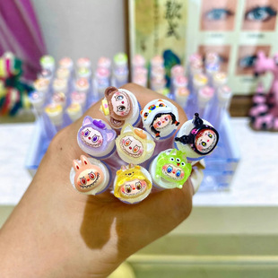 Labubu Cartoon Cute Independent Tube Eyelash Brush Beauty Eyelashes Portable Disposable Crystal Makeup Brush Dustproof Test Tube