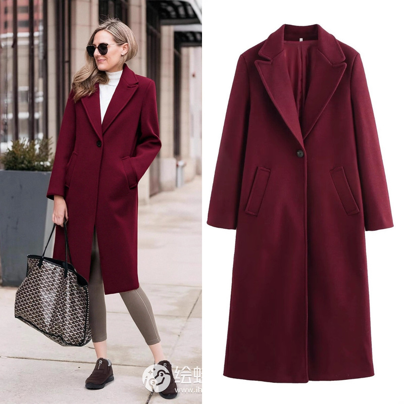 Za Foreign Trade Cross-Border Wholesale European and American Style Women's Winter New Fashion Long Woolen Lapel Coat