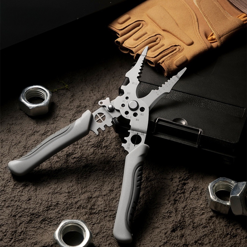 国瑶工业分线线管剥线钳跨境压线扒皮多功能电工绕线专用剪线万能