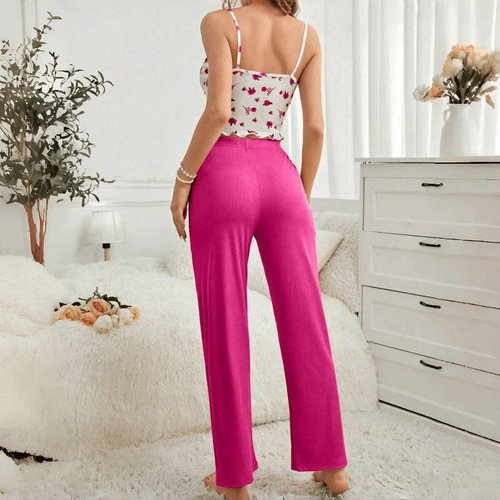 New TEMU Women's Homecoming Lounge Pants with Tank Top, Comfortable Sleepwear Set, Wearable Outdoors