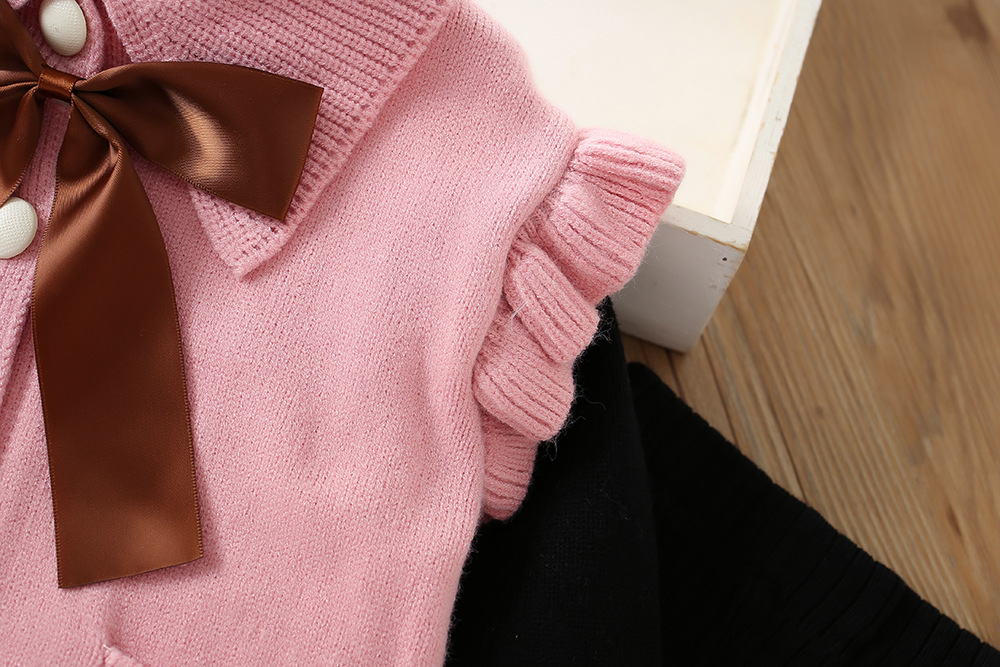 Mädchen Pullover Rock 2023 Herbst/Winter Neue Modische Lange ärmeln Western Strick Top Flare Hosen kinder Zwei_voghion.com