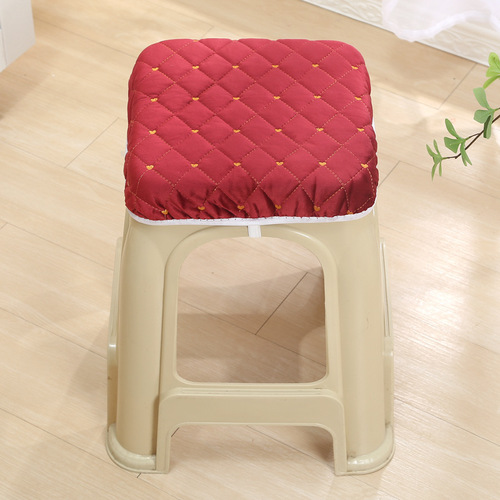 Square stool cover with four-season cushion, thick square stool cover with plastic strap, universal stool pad cover