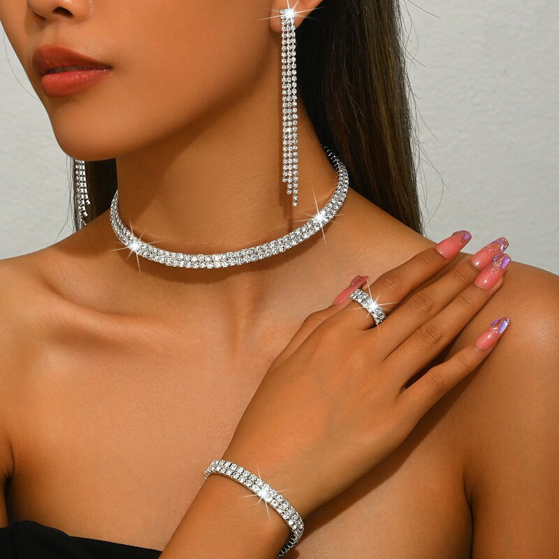 European and American cross-border trendy double heart rhinestone bracelet and anklet, sexy full-rhinestone versatile shiny beach foot accessory European and American cross-border trendy double heart rhinestone bracelet and anklet, sexy full-rhinestone versatile shiny beach foot accessory