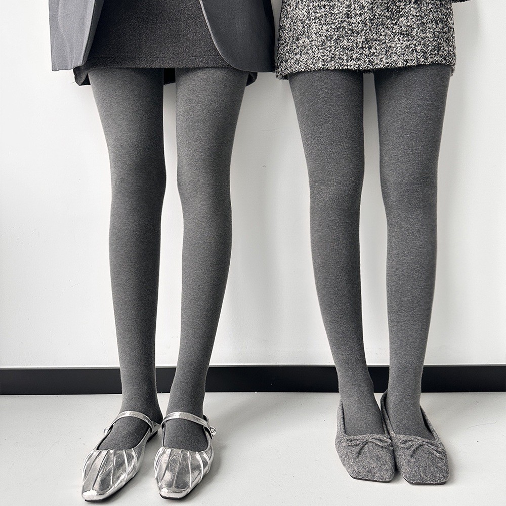 Plain Weave, Three Thicknesses + Two Sizes, Autumn and Winter Thickened Women's Gray Leggings, High-Waisted Outerwear Pantyhose