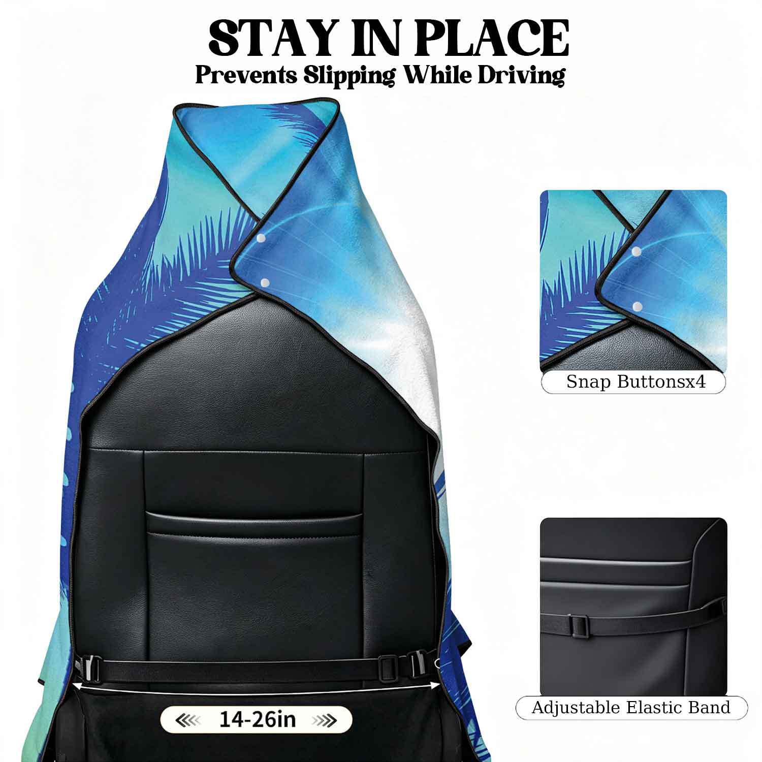 Printed bath towel and car seat cover 2-in-1, ultra-fine fiber outdoor beach and car dual-use universal seat cushion