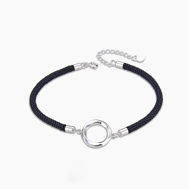 Mobius pulsera mujer S925 plata esterlina cuerda tejida a mano pequeña joyería de anillo fresco al por mayor una agencia de cabello