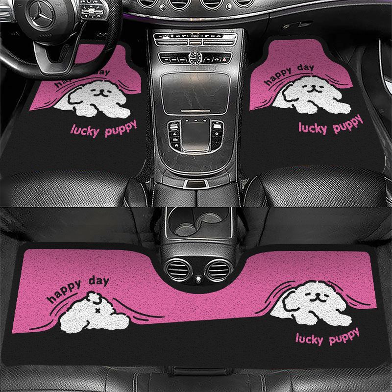 Cartoon Car Floor Mats, Cute and Dirt-Resistant, Cuttable and Stain-Resistant Wire Loop Car Mats