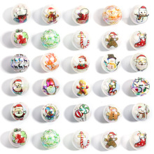 亚克力实色镀彩珠圣诞海洋系列印花圆珠手机链项链串笔珠diy配件