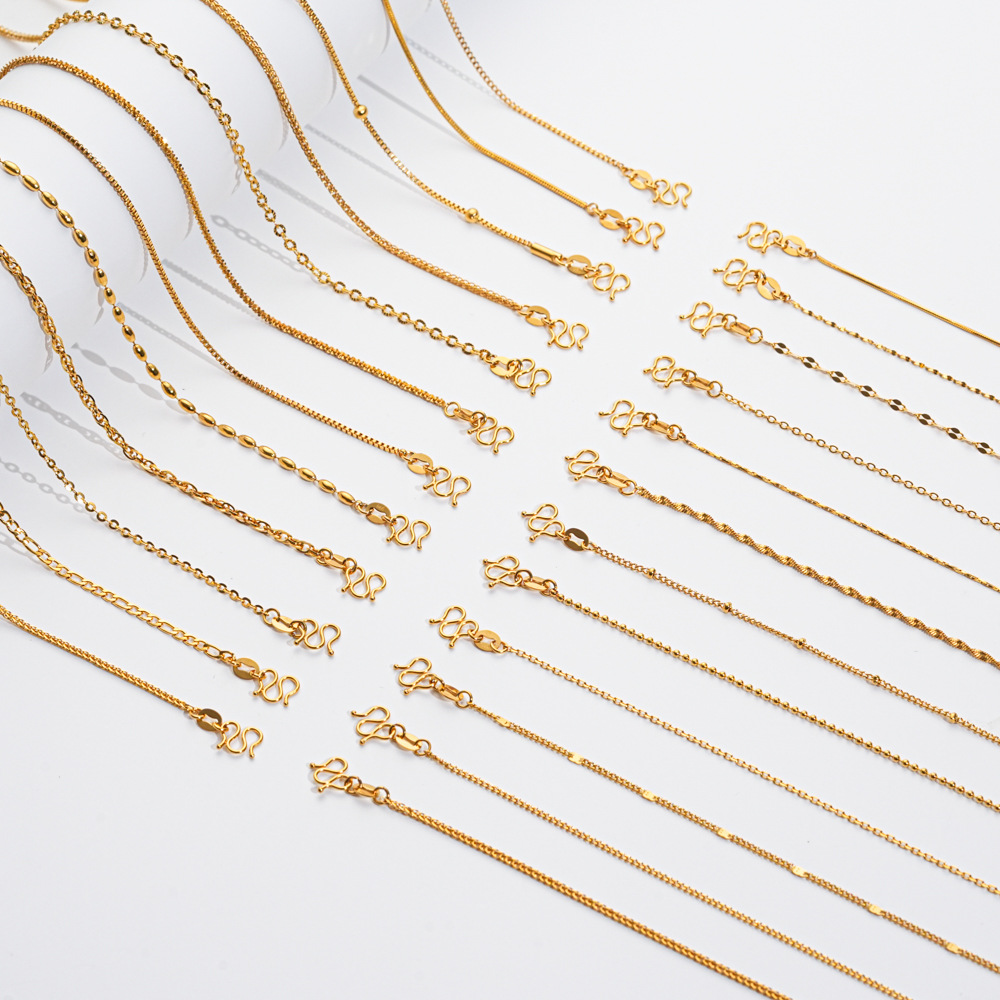 Vacuum Electroplated Non-Fading m Buckle Snake Bone Chain New Style Necklace for Women, Simple and Versatile Chain for Commuting, Plain Chain with Starry Pattern